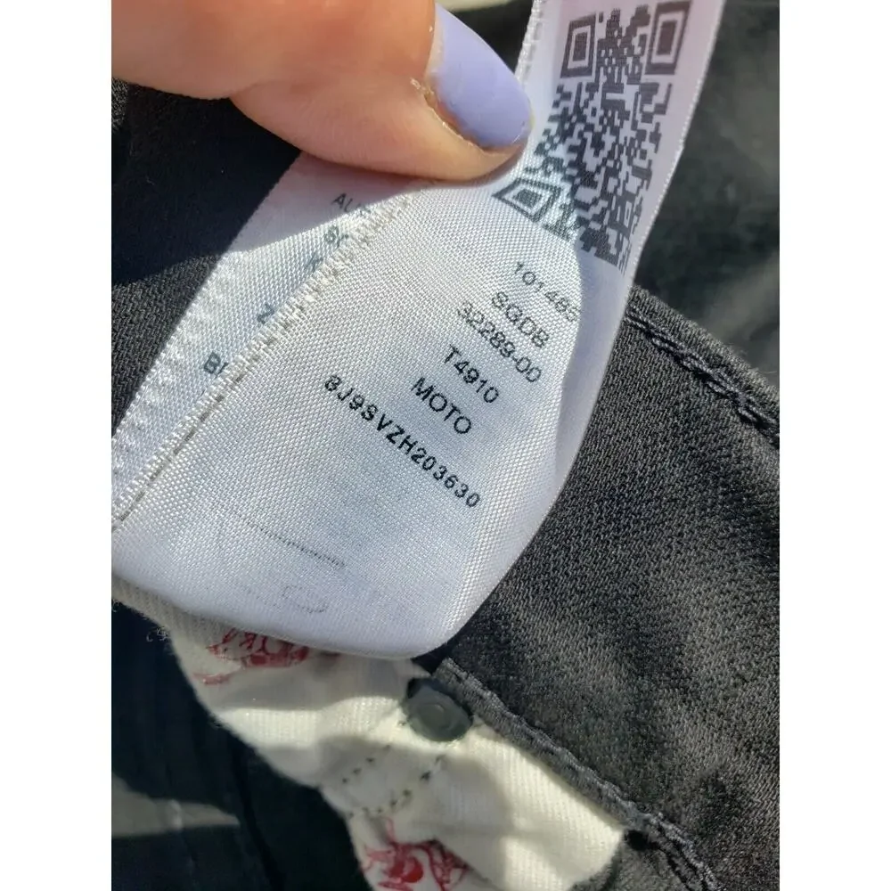 TRUE RELIGION MOTO BLACK MENS JEAN SIZE 38 Zipper Accents